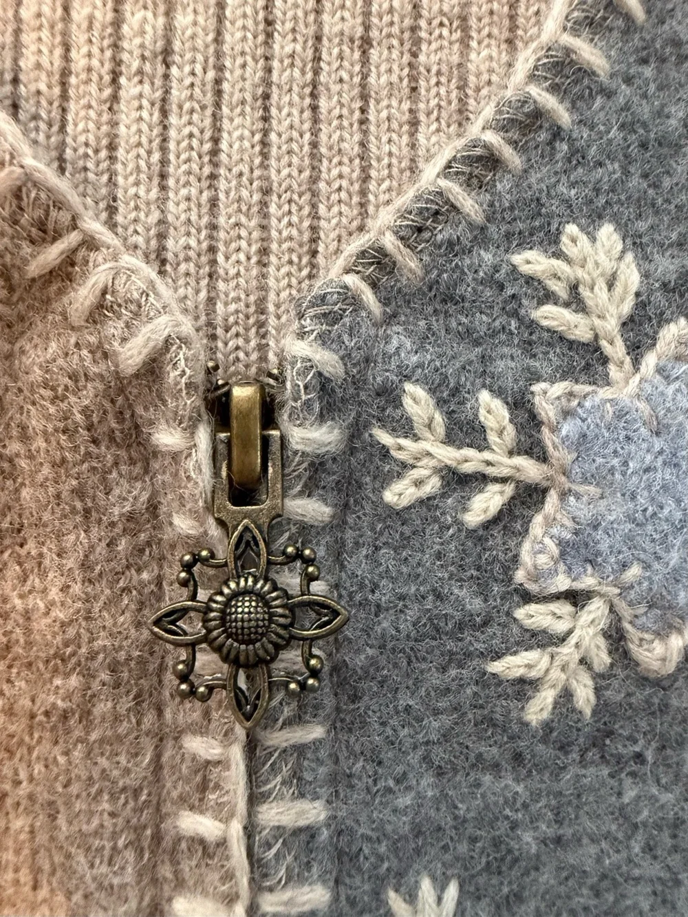 Woolrich Patchwork Wool-Blend Vest in Blue, Cream & Gray Tones